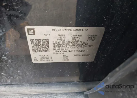 2018 GMC Acadia Slt-1 из США, поврежденный, VIN 1GKKNVLS4JZ156855